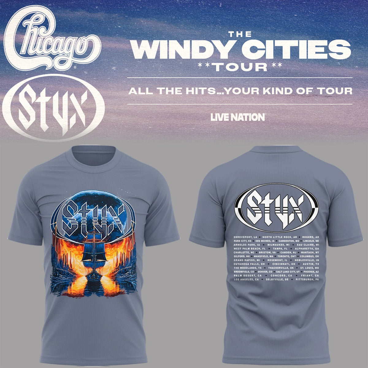 Limited Edition The Windy Cities Tour – All The Hits… Your Kind of Tour Shirt
