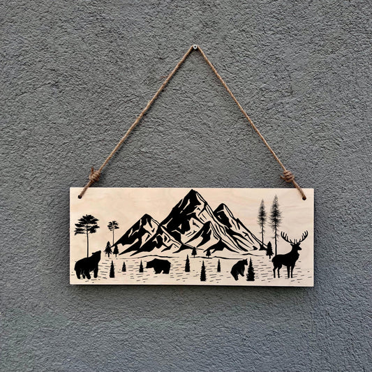 🌲 Escape into the Wild: Handcrafted Mountain & Wildlife Wooden Signs ⛰️