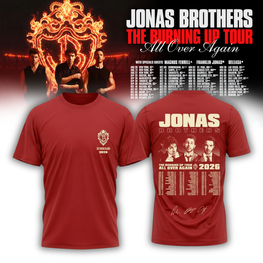 ,Jonas Brothers “The Burning Up Tour All Over Again 2026” Signature Limited Edition – Tshirt