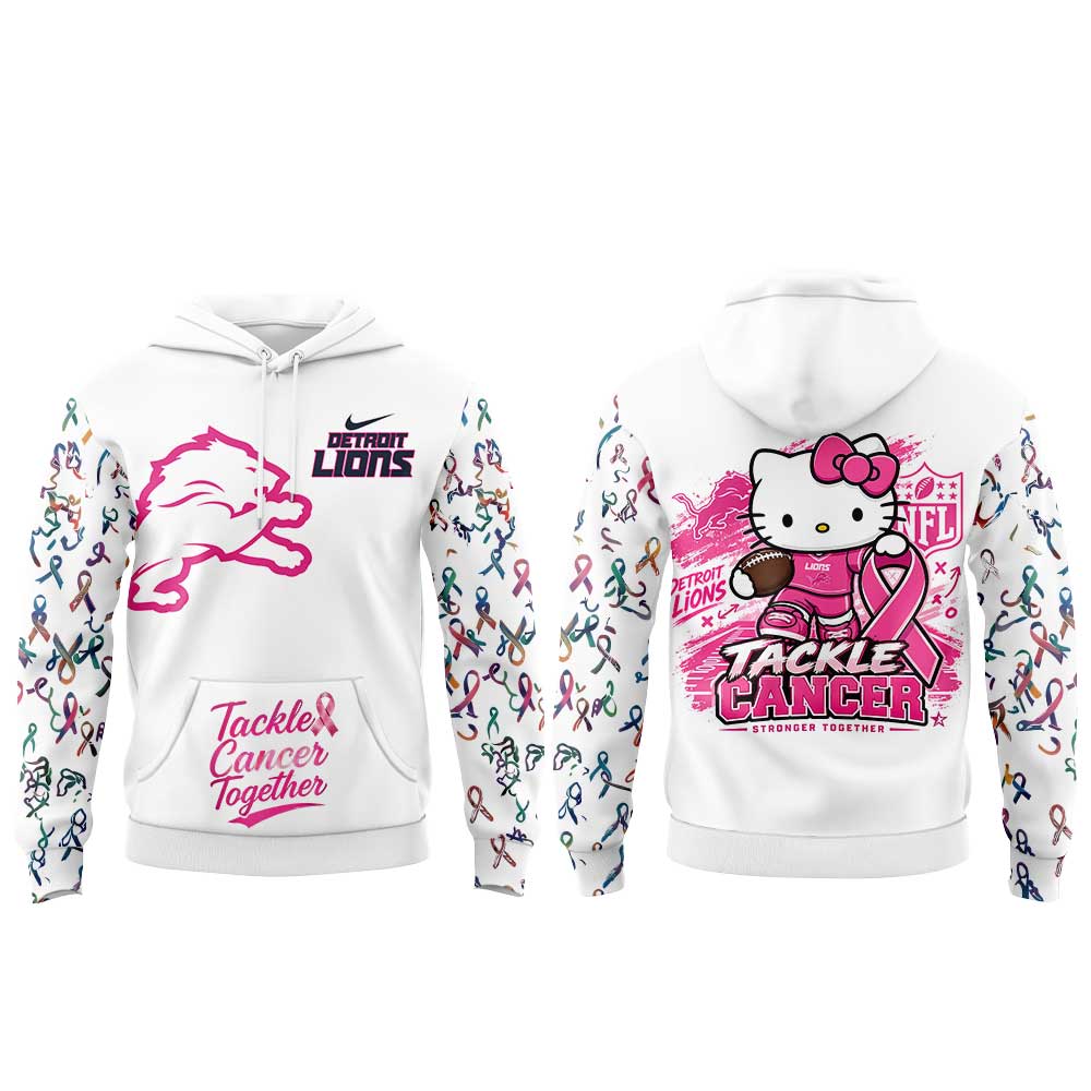 . D Lions Breast Cancer Awareness-Hello Kitty Tackle Cancer Together Hoodie