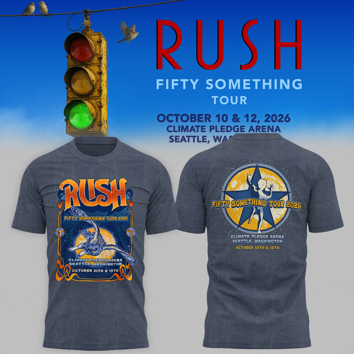 🔥 Rush “Fifty Something Tour 2026” T shirt