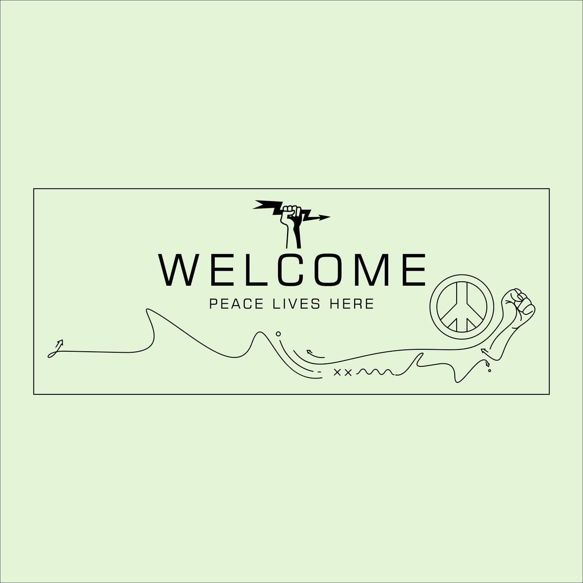 Peace Sign Welcome Plaque: Minimalist Boho Birch Wood Wall Decor