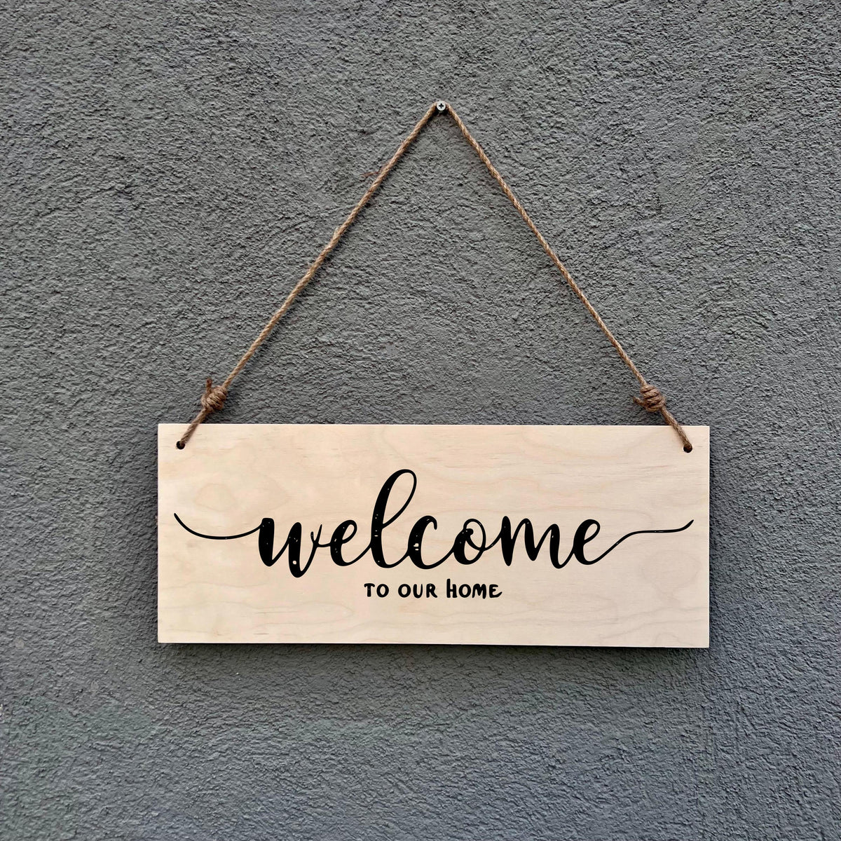 Rustic Welcome to Our Home Sign: Birch Wood Farmhouse Decor