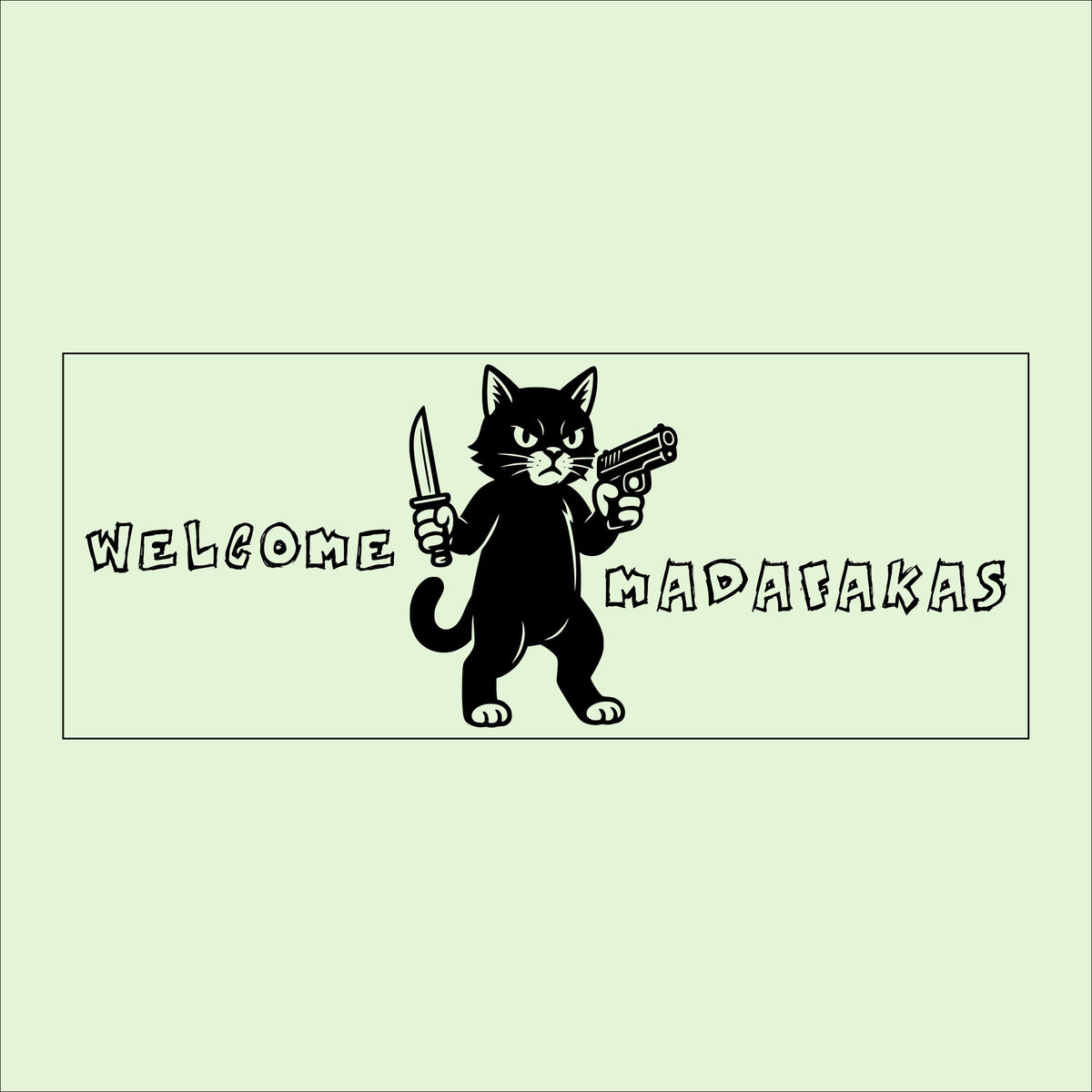 Funny Cat Wooden Sign - "Welcome Madafakas" Humor Wall Decor for Home, Bar, Man Cave