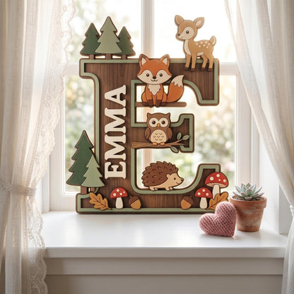 Personalized Dinosaur Nursery Monogram Sign, 3D Wood Initial Letter Decor, Custom Baby Door Hanger, Prehistoric Kids Wall Art, Wooden Gift