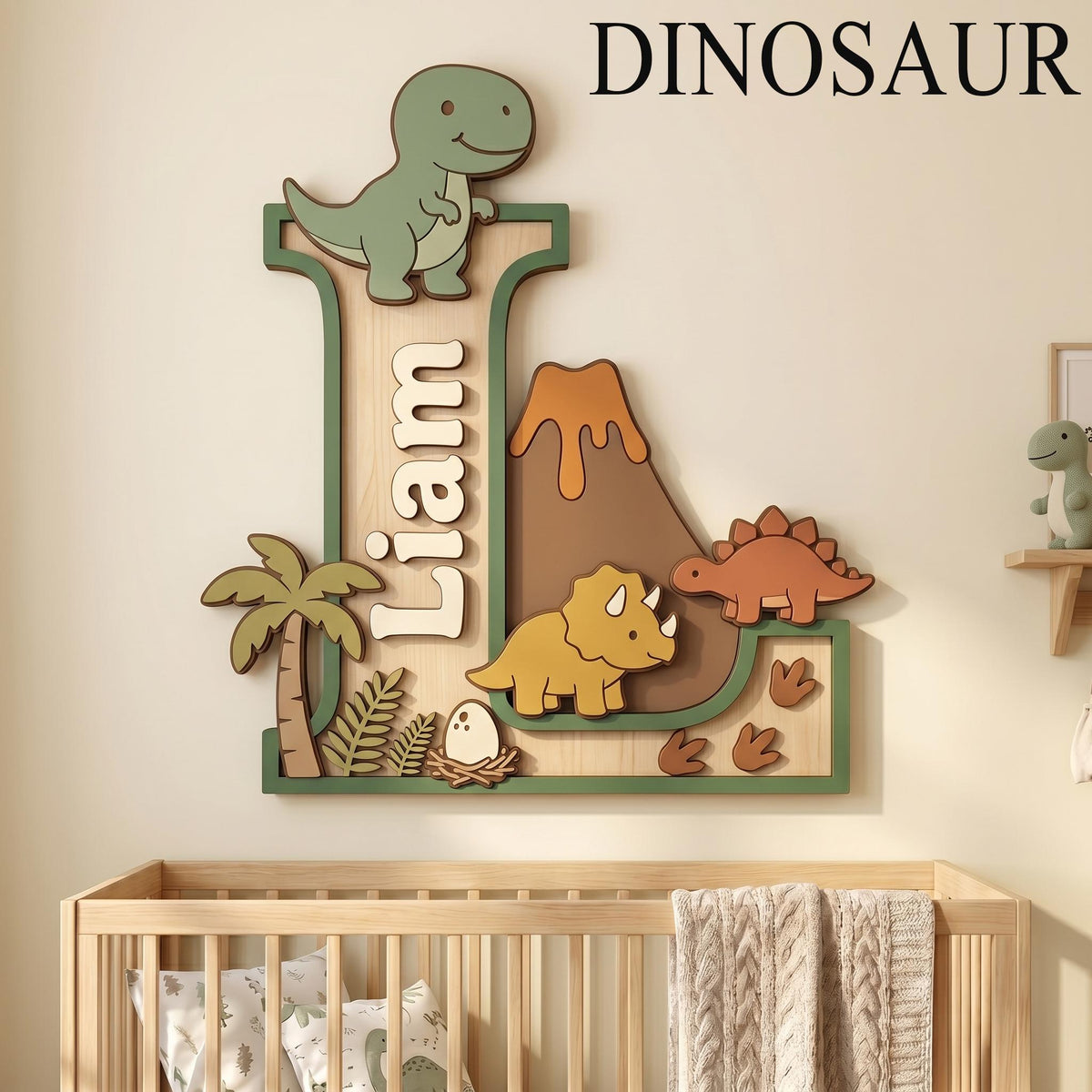 Personalized Nursery Monogram Name Sign, Custom 3D Wood Initial Letter Decor, Baby Room Door Hanger, Kids Birthday Gift, Wooden Wall Art
