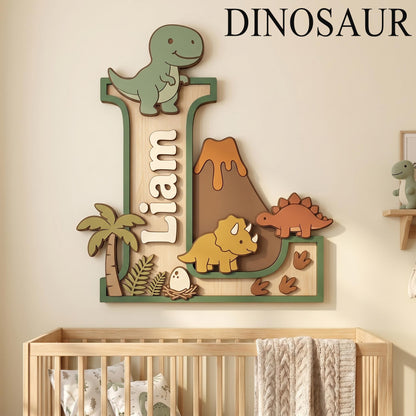 Personalized Nursery Monogram Name Sign, Custom 3D Wood Initial Letter Decor, Baby Room Door Hanger, Kids Birthday Gift, Wooden Wall Art