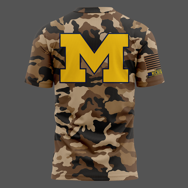 Camo Michigan Wolverines 2026 Military Appreciation Sideline Dri-FIT T-shirt