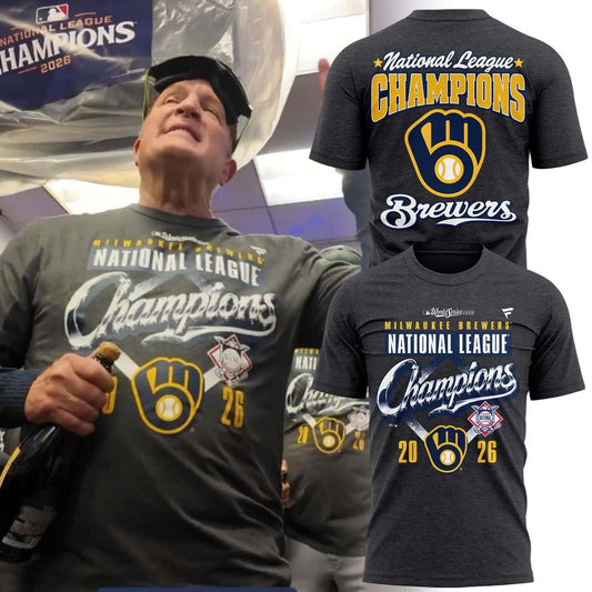 Men’s Milwaukee Brewers Heather Charcoal 2026 National League Champions T-Shirt – Updated Version
