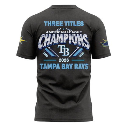 (Adult & Kids) Tampa Bay Rays 2026 American League Champions T-Shirt - Three Titles Locker Room Tee