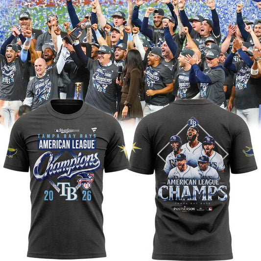 (Adult & Kids) Tampa Bay Rays 2026 AL Champions T-Shirt - Players Graphics Postseason Tee
